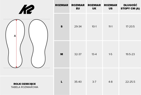 ŁYŻWY DZIECIĘCE K2 RAIDER ICE r z REGULACJĄ roZMIARU M: 32-37)