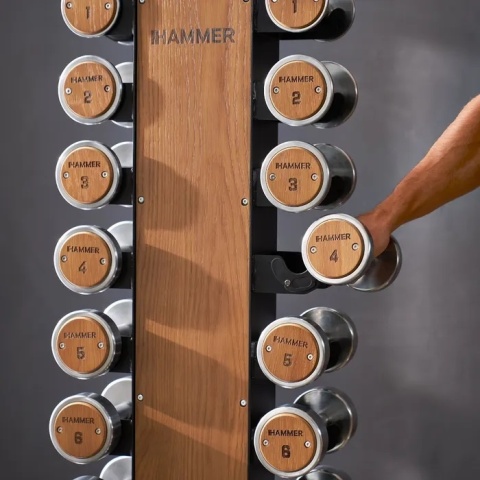 Zestaw hantli drewniano-stalowych 1-10 kg ze stojakiem HAMMER