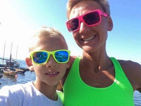 Okulary dziecięce NEON Happy żółte (yellow fluo), szkła niebieskie