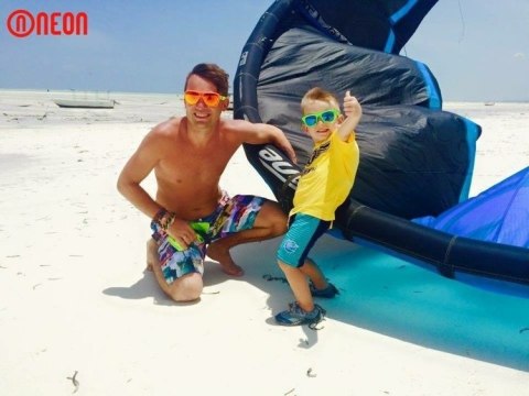 Okulary dziecięce NEON Happy żółte (yellow fluo), szkła niebieskie