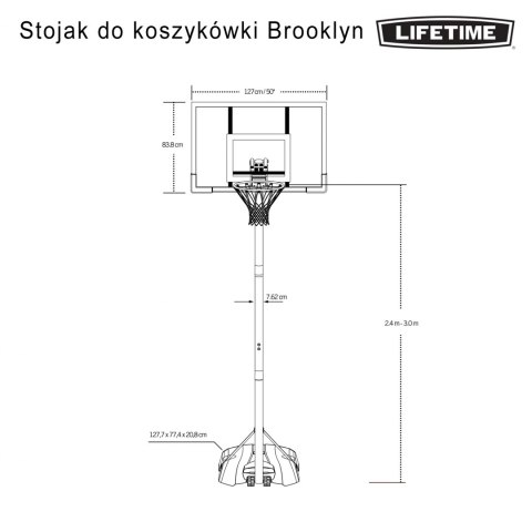 LIFETIME STOJAK DO KOSZYKÓWKI 50" BROOKLYN 90981