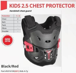 LEATT OSŁONA KLATKI PIERSIOWEJ (BUZER) CHEST PROTECTOR 2.5 KIDS BLACK KOLOR CZARNY/CZERWONY (4-7 LAT, 110-134 CM)
