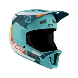 LEATT NOWOŚĆ KASK ROWEROWY MTB GRAVITY 2.0 V24 HELMET FUEL KOLOR TURKUSOWY/BIAŁY/POMARAŃCZOWY ROZMIAR L (59-60 cm)