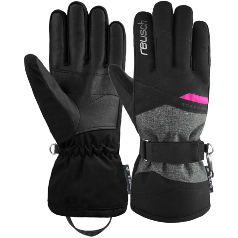 REUSCH DAMSKIE RĘKAWICE ZIMOWE HELENA R-TEX BLACK/BLACK MELANGE/PINK