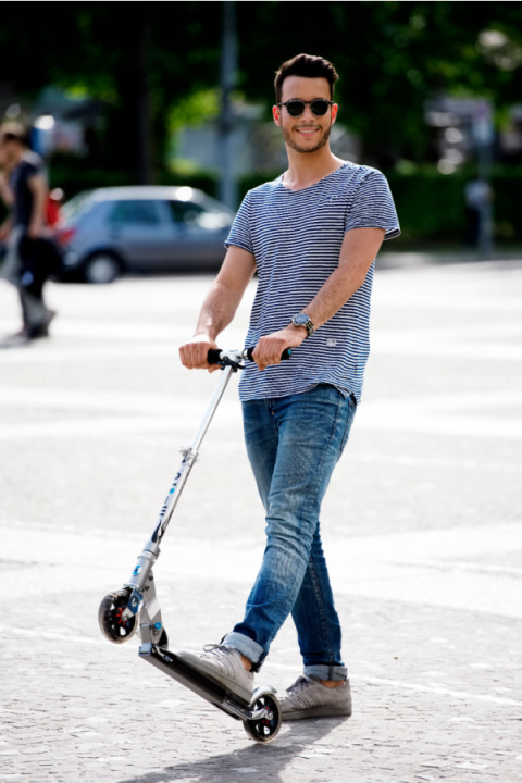 Hulajnoga MICRO Speed Plus srebrna w płomienie