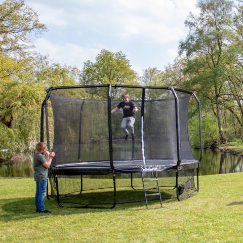 VIRTUFIT TRAMPOLINA PREMIUM Z SIATKĄ BEZPIECZEŃSTWA - CZARNA - 305 CM
