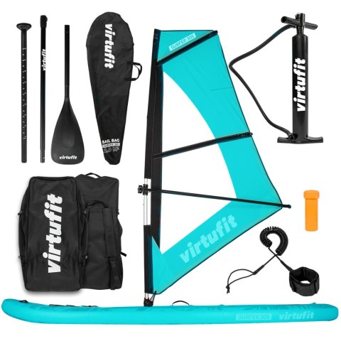 VIRTUFIT DESKA SUP SURFER 305 - TURKUSOWY - Z OSŁONĄ PRZECIWWATROWĄ I AKCESORIAMI