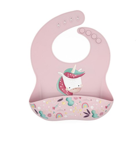 Śliniak silikonowy z kieszonką Jednorożec SASSI