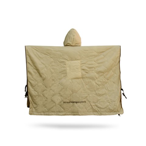 OFFLANDER PONCZO KEMPINGOWE CIENKIE Z OGRZEWACZEM BRĄZOWE