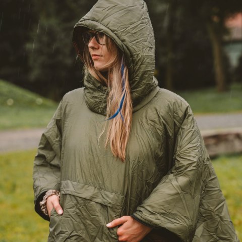 OFFLANDER PONCZO KEMPINGOWE OCIEPLANE WODOODPORNE ZIELONO-BRĄZOWE