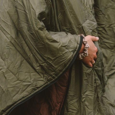 OFFLANDER PONCZO KEMPINGOWE OCIEPLANE WODOODPORNE ZIELONO-BRĄZOWE