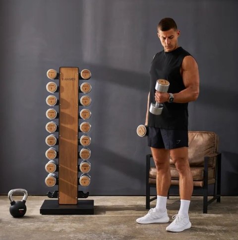 Zestaw hantli drewniano-stalowych 1-10 kg ze stojakiem HAMMER