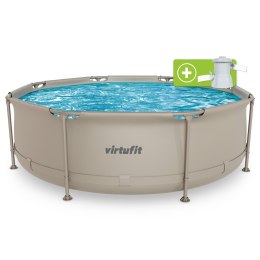 VIRTUFIT OKRĄGŁY BASEN 244 CM Z POMPĄ FILTRUJĄCĄ BEŻOWY
