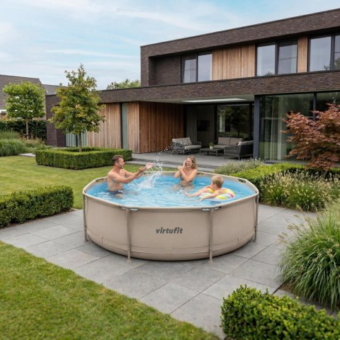 VIRTUFIT OKRĄGŁY BASEN 244 CM Z POMPĄ FILTRUJĄCĄ BEŻOWY