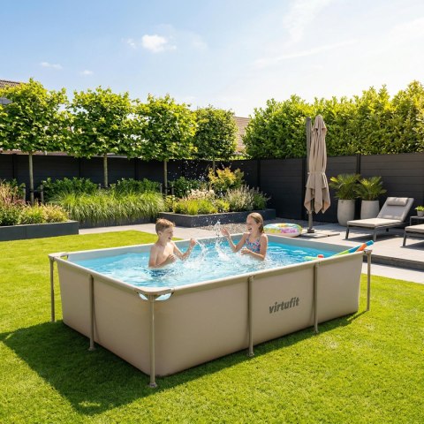 VIRTUFIT PROSTOKĄTNY BASEN 260 x 180 CM Z POMPĄ FILTRUJĄCĄ BEŻOWY