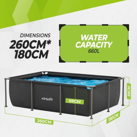 VIRTUFIT PROSTOKĄTNY BASEN - 260 X 180 CM - Z POMPĄ FILTRUJĄCĄ