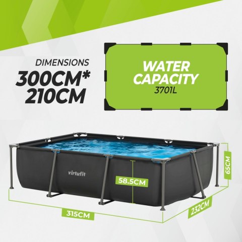 VIRTUFIT PROSTOKĄTNY BASEN - 300 X 210 CM - Z POMPĄ FILTRUJĄCĄ