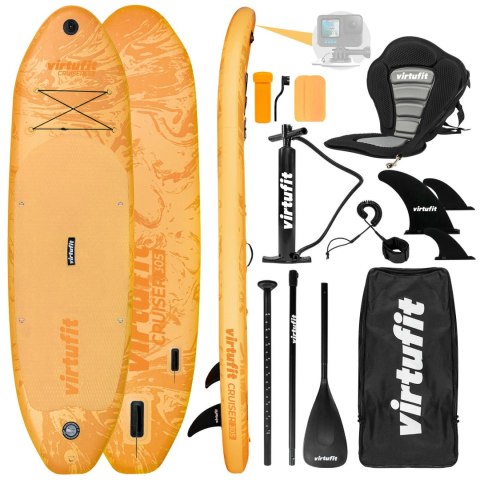 VIRTUFIT DESKA SUP CRUISER 305 Z SIEDZISKIEM I AKCESORIAMI POMARAŃCZOWY
