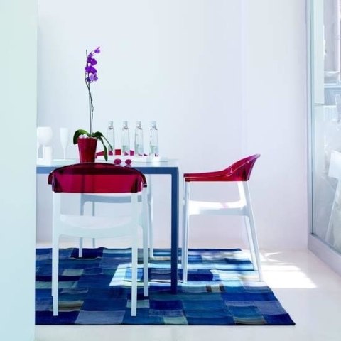 KRZESŁO SIESTA CARMEN BIAŁE/FIOLETOWE PRZEŹROCZYSTE